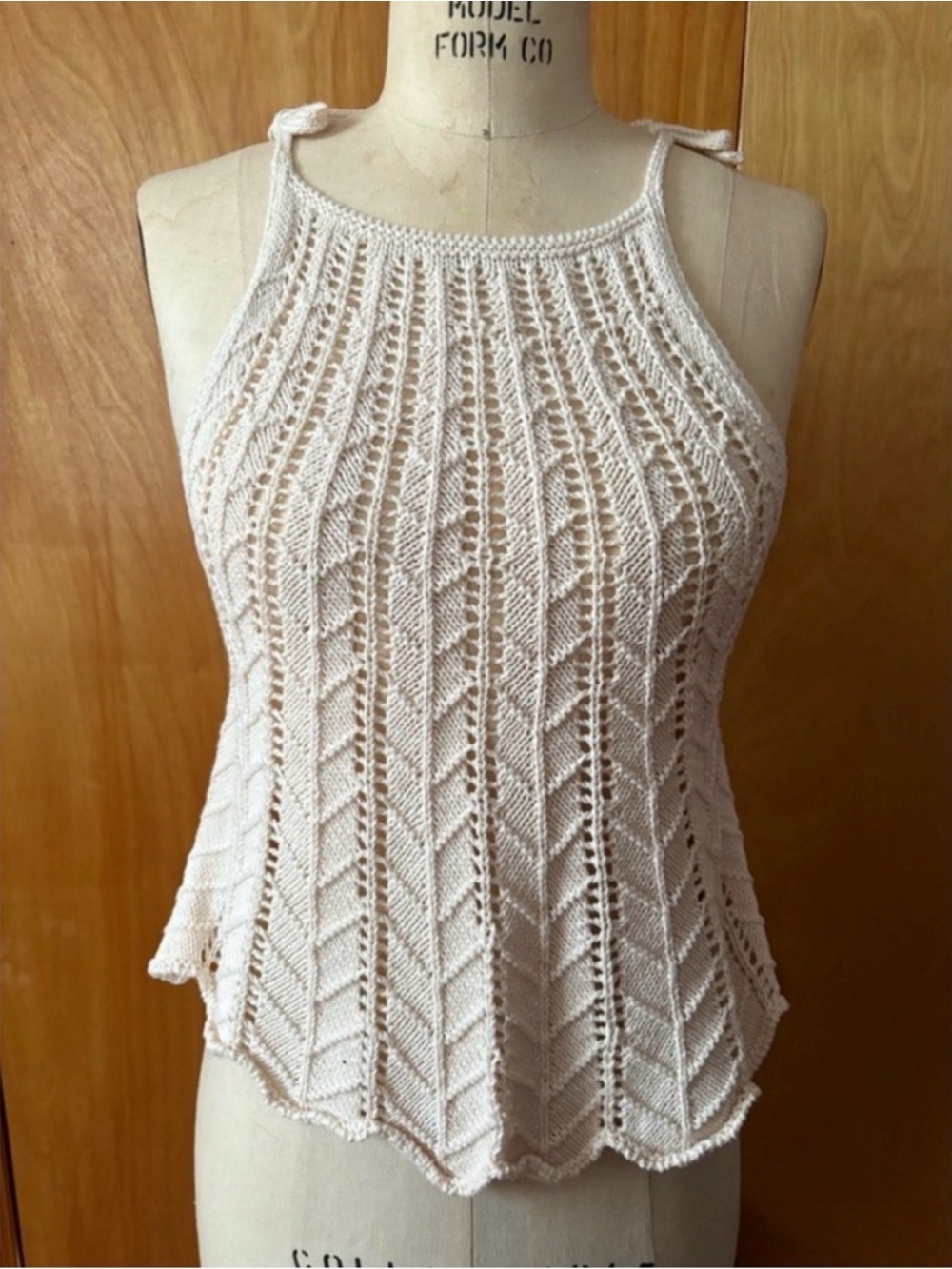 Zara pointelle crotchet cotton top size m